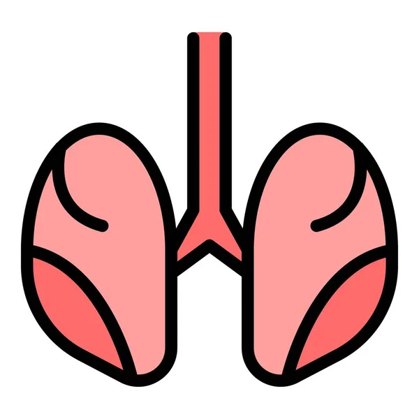Pulmones Humanos Icono Contorno Vector Radiografía Paciente Cáncer Pulmones Color — Vector de stock
