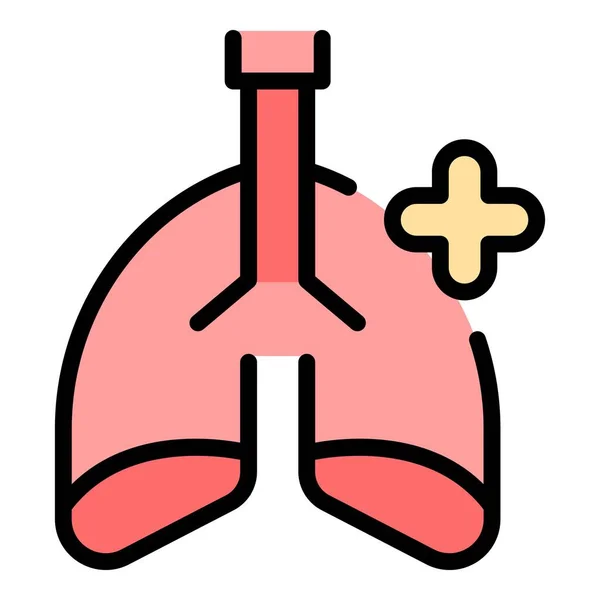 Poumons Médicaux Sains Icône Contour Vecteur Cancer Patient Santé Médecin — Image vectorielle