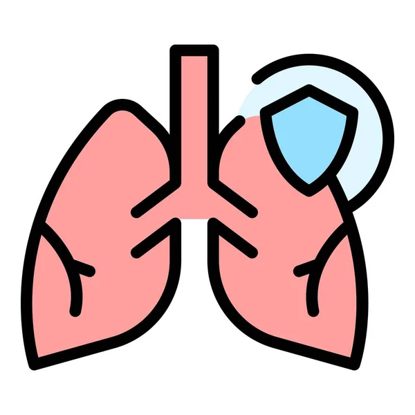 Covidアイコンアウトラインベクトルを肺 X線肺だ 医者の健康色フラット — ストックベクタ