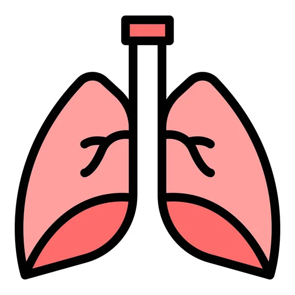 子供の肺のアイコンの輪郭ベクトル X線癌だ 医者の健康色フラット — ストックベクタ