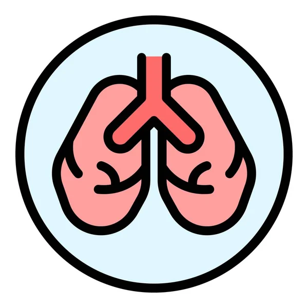 Lungen Schutz Symbol Umreißt Vektor Röntgenpatient Kovid Diagnose Farbe Flach — Stockvektor