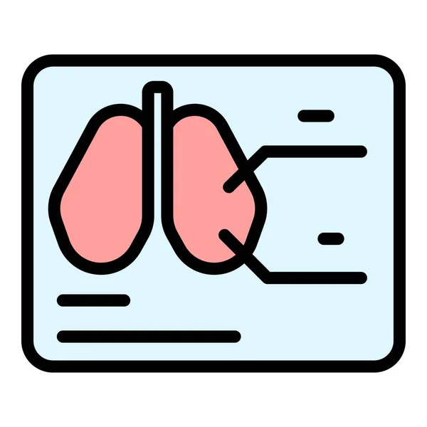 Xray Image Icon Outline Vector Computer Patient Chest Lung Color — Stock Vector