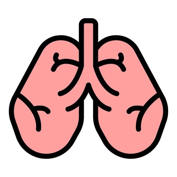 Lungen Ikone Der Krankenhausmedizin Umreißt Vektor Brustgesundheit Krebs Röntgenfarbe Flach — Stockvektor