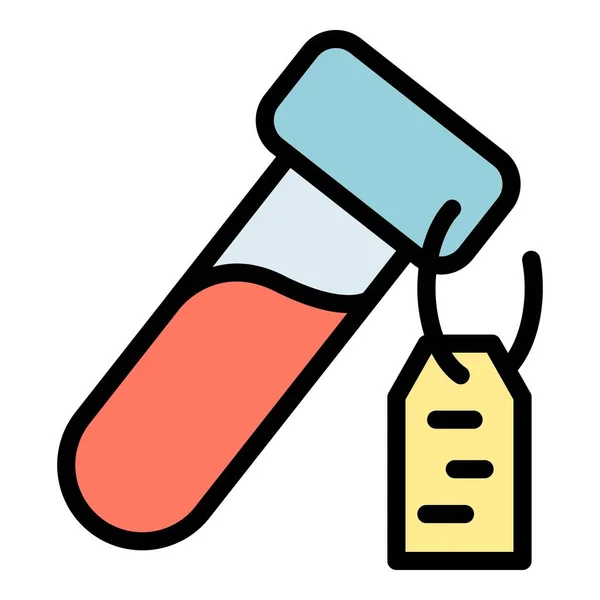 Tıbbi Test Tüpü Ikonu Ana Hatları Vektörü Laboratuvar Kanı Laboratuvar — Stok Vektör