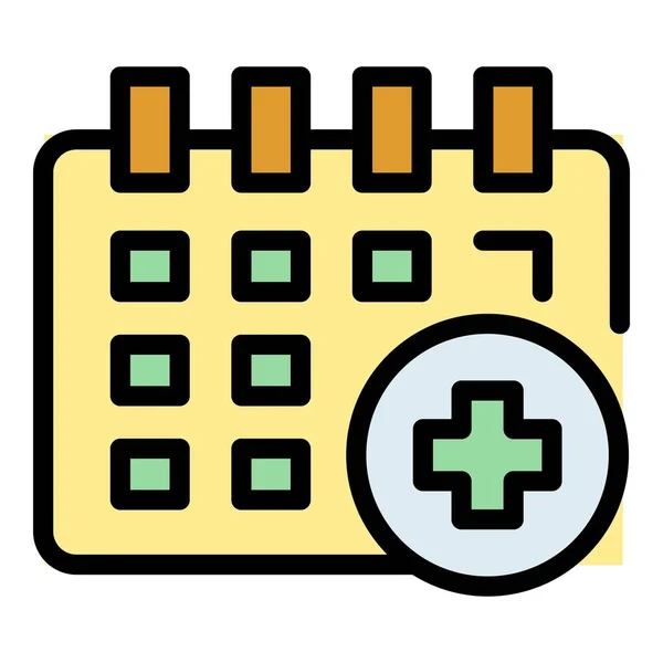 Treatment Calendar Icon Outline Vector Medical Schedule Healthcare Timetable Color — Stock Vector