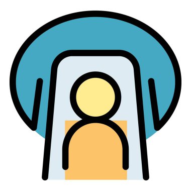 İnsan MRI ikonu ana hatları vektörü. Manyetik tarama. Tıbbi tarayıcı rengi düz