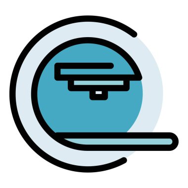 Tıbbi görüntüleme ikonu ana hat vektörü. Manyetik rezonans. MR tarama rengi düz