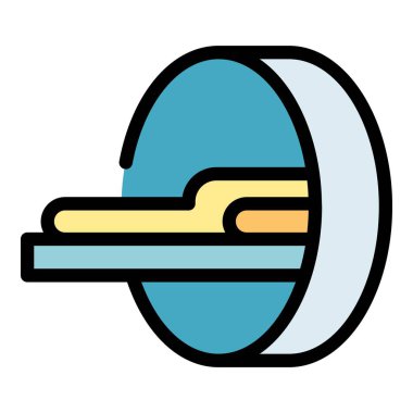 Beyin MR ikonu ana hatları vektörü. Manyetik rezonans. Tıbbi tarayıcı rengi düz