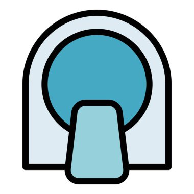 MR Radyoloji ikonu ana hatları vektörü. Manyetik rezonans. Tıbbi tarayıcı rengi düz