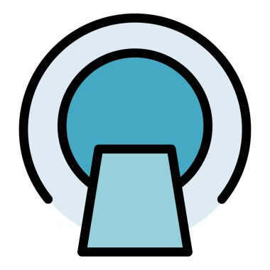 Laboratuvar MRI ikonu ana hatları vektörü. Manyetik tarayıcı. Tıbbi makine rengi düz