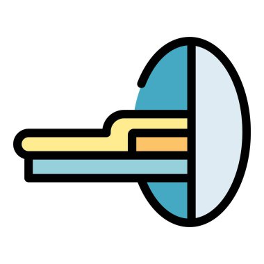 Tomograph MRI ikon ana hatları vektörü. Manyetik rezonans. Tıbbi tarayıcı rengi düz