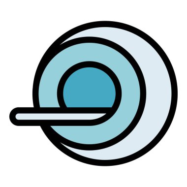 MRI simgesi dış hat vektörünü görüntüle. Manyetik rezonans. Tıbbi tarayıcı rengi düz