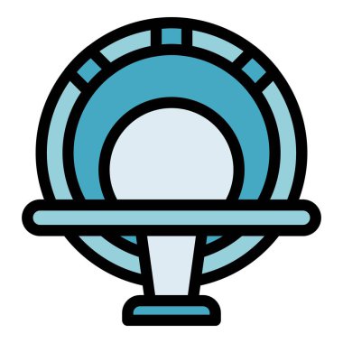 Xray MRI ikon ana hatları vektörü. Manyetik tomografi. Tıbbi tarayıcı rengi düz