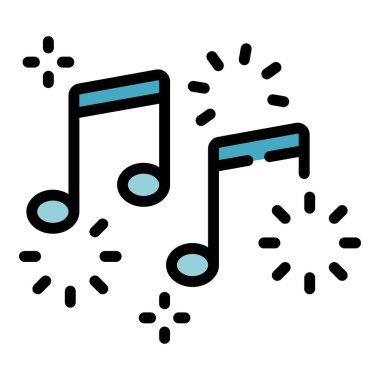 Doğum günü müzik ikonu ana hatları vektörü. Hediye. Yay bayramı rengi düz