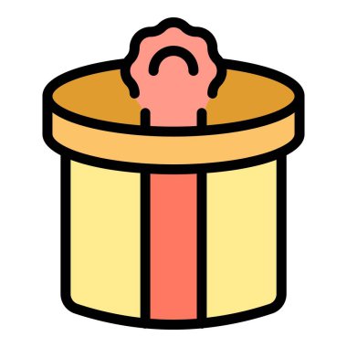 Yuvarlak hediye kutusu ikonu ana hatları vektörü. Hediye doğum günü. Şirin paket rengi düz