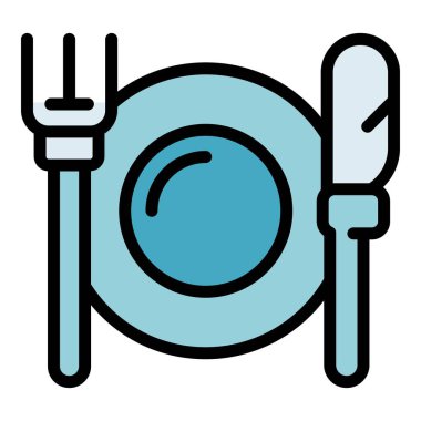 Doğum günü yemeği ikonu ana hatları vektörü. Noel hediyesi. Sevimli parti rengi düz