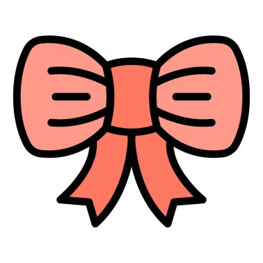 Doğumgünü yay ikonu ana hat vektörü. Güzel paket. Olay parti rengi düz