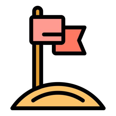 İş hedefi bayrak ana hatları vektörü. Şirket liderliği. Takım çalışması ofis rengi düz