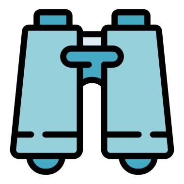 Dürbün simgesi dış hat vektörü. Şirket takımı. Görünüm renk düzlüğünü keşfet