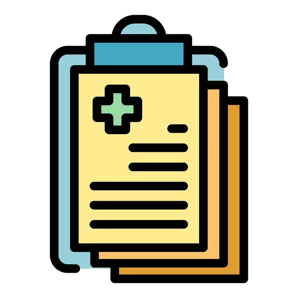 Umrissvektor Für Medizinische Aufzeichnungen Gesundheitsdaten Patientenbericht Farbe Flach — Stockvektor