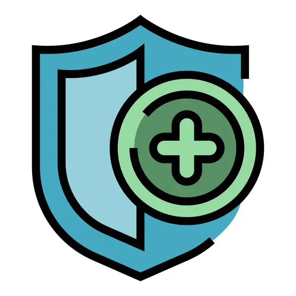 Die Ikone Der Krankenversicherung Umreißt Den Vektor Gesundheitsleben Pflegeschild Farbe — Stockvektor