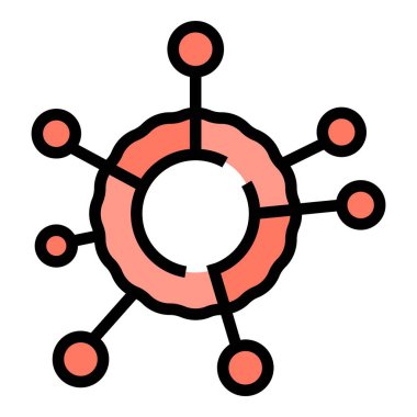 Tıbbi virüs ikonu ana hat vektörü. Corona sağlık. Enfeksiyon uyarı rengi düz