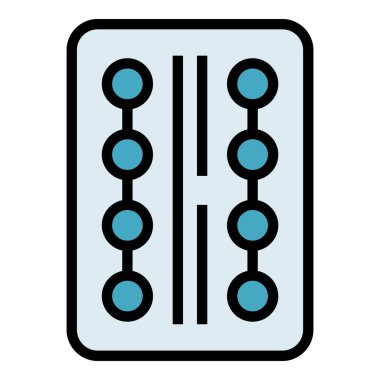 Tıbbi hap kabarcık ikonu ana hatları vektörü. Tablet paketi. İlaç paketi rengi düz