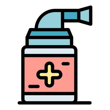 Solunum ekipmanı ikonu ana hatları vektörü. Tıbbi maske. Hastane oksijen rengi düz