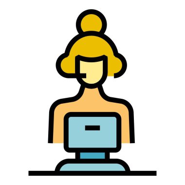 Motivasyon konuşmacısı ikon ana hatları vektörü. Seminer sunumu. Kişinin konferans rengi düz