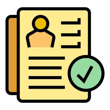 Cv kağıt simgesi ana hatlı vektör. İş şablonu. Müfredat renk düzlüğüne devam et