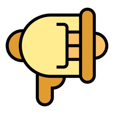 Megafon konuşma ikonu ana hat vektörü. Seminer konuşmacısı. Düz insan rengi