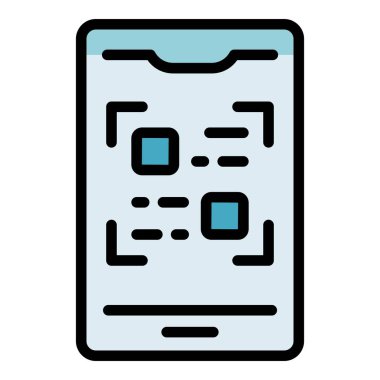 Parsel qr ode simgesi ana hat vektörü. Teslimat emri. Ekspres servis rengi düz