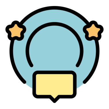 Çevrimiçi mesaj simgesi ana hatları vektörü. İçerik paylaşımı. Dijital günlük yazıcı rengi düz