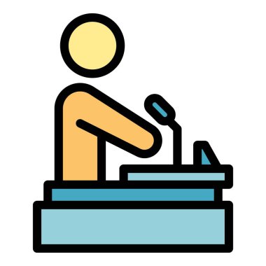 Etki hoparlörü ikon ana hatları vektörü. Paylaşım markası. Dijital çevrimiçi renk düzlüğü