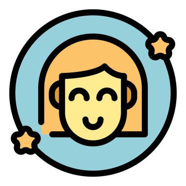 Kız blog simgesi ana hatlı vektör. Medya içeriği. Kadın kampanya rengi düz