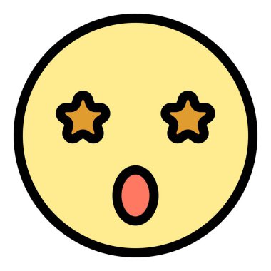 Yıldız müşteri simgesi ana hat vektörü. Memnuniyet seviyesi. Emoji mutlu bir renk.