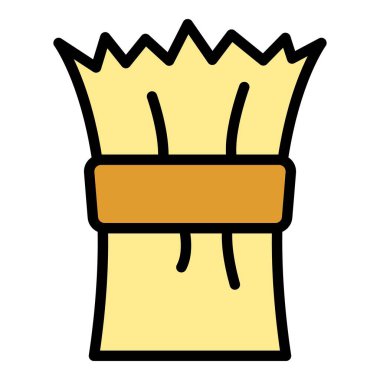 Buğday yığını dış hat vektörü. Saman balyası. Çiftlik saman rengi düz