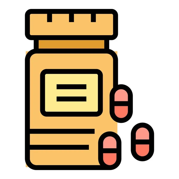 胶囊药瓶图标矢量轮廓 药剂处方药色泽平坦 — 图库矢量图片