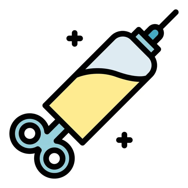 Big Syringe Ampule Icon Outline Vector Vial Vaccine Bottle Injection — Stock Vector