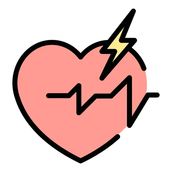 Umrissvektor Des Herzfrequenzsymbols Pulsschlag Herzschlag Farbe Flach — Stockvektor