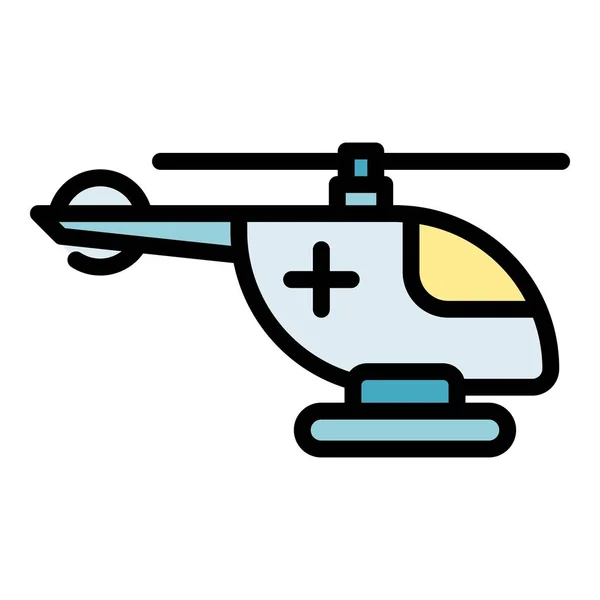 Rescue Helicopter Icon Outline Vector Air Search Emergency Aviation Color — Stock Vector