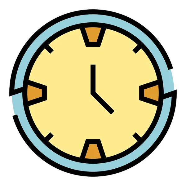 Reloj Pared Icono Contorno Vector Mira Hora Hora Redonda Color — Archivo Imágenes Vectoriales