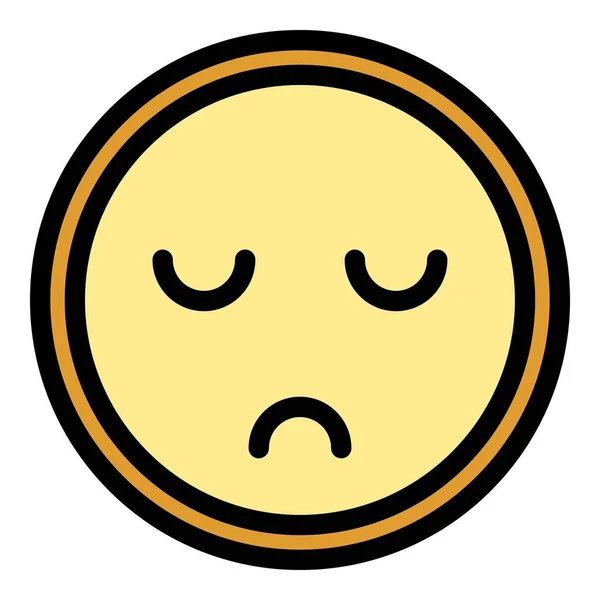 Smutny Feedback Emoji Ikona Zarys Wektor Szczęśliwy Poziom Kolor Nastroju — Wektor stockowy
