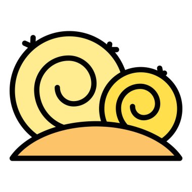 Yığın balya ikonu ana hat vektörü. Saman çöpü. Çiftlik çimenleri düz