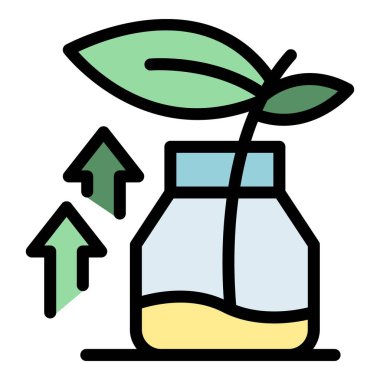 Laboratuvar bitkisi ikon ana hatlarını oluşturur. Laboratuvar araştırması. Tıbbi ekipman rengi düz