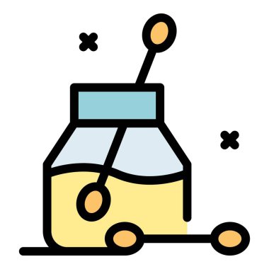 Kimya çömleği ikonu ana hatları vektörü. Laboratuvar araştırması. Tıp bilimci rengi düz