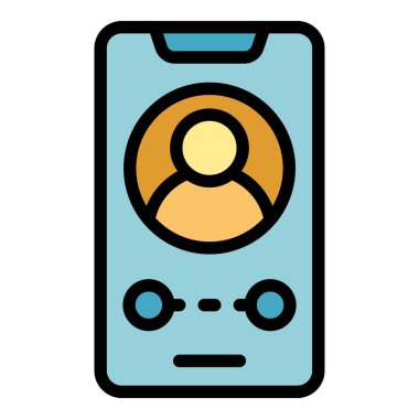 Akıllı telefon uzmanı ikon ana hatları vektörüne yardım ediyor. Sağlık hizmetleri. Doktor takım rengi düz