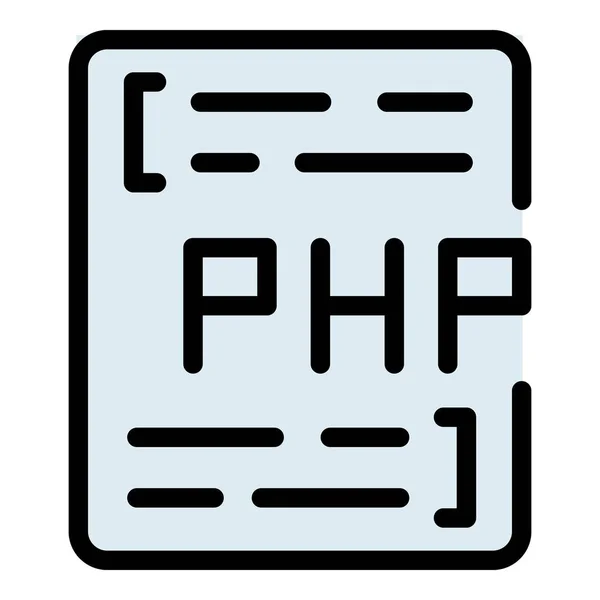 Phpコードアイコンアウトラインベクトル ウェブセンサー システムツールカラーフラット — ストックベクタ