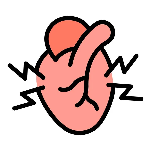 Вектор Контура Значка Сердечного Тормоза Оценить Сердце Пульсовый Плоский Цвет — стоковый вектор