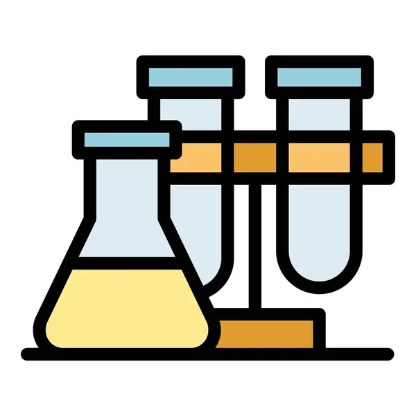 Lab Pot Stoisko Ikona Zarys Wektor Test Naukowy Kolor Edukacji — Wektor stockowy